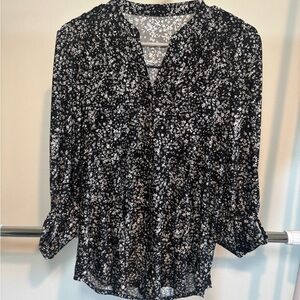 Floral Black and White Women's Top